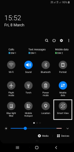 Image of the Smart View option on Samsung Galaxy A7