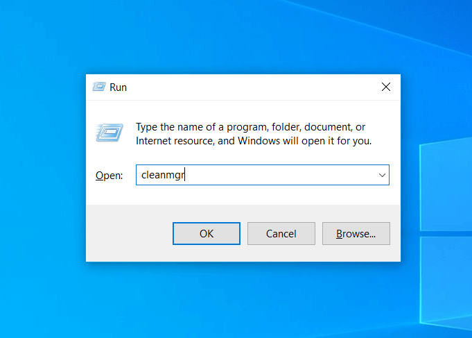 Image about how to access the disk cleanup using run window to clean cache & junk from windows
