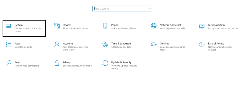 Image of the System settings