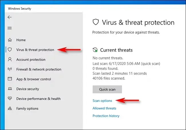 virus and threat protection