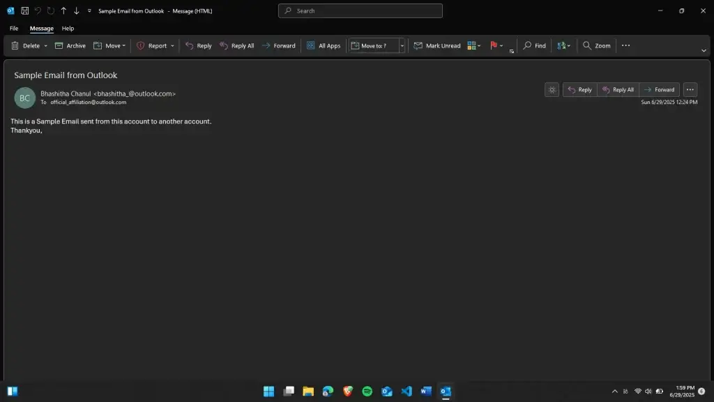 email opened in a new tab

