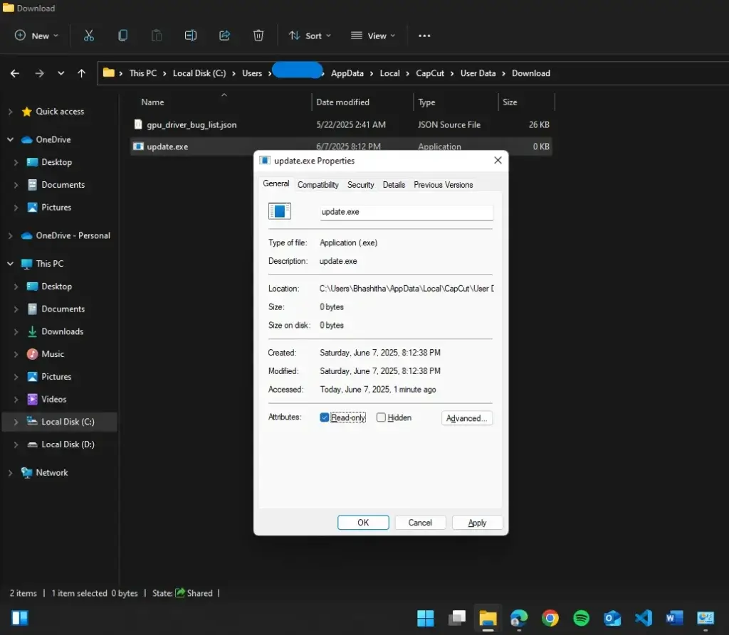 changing file into a read-only 
