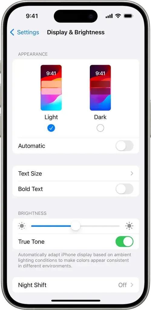 display and brightness panel